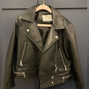 Zara Leather Moto Jacket girls size 6
